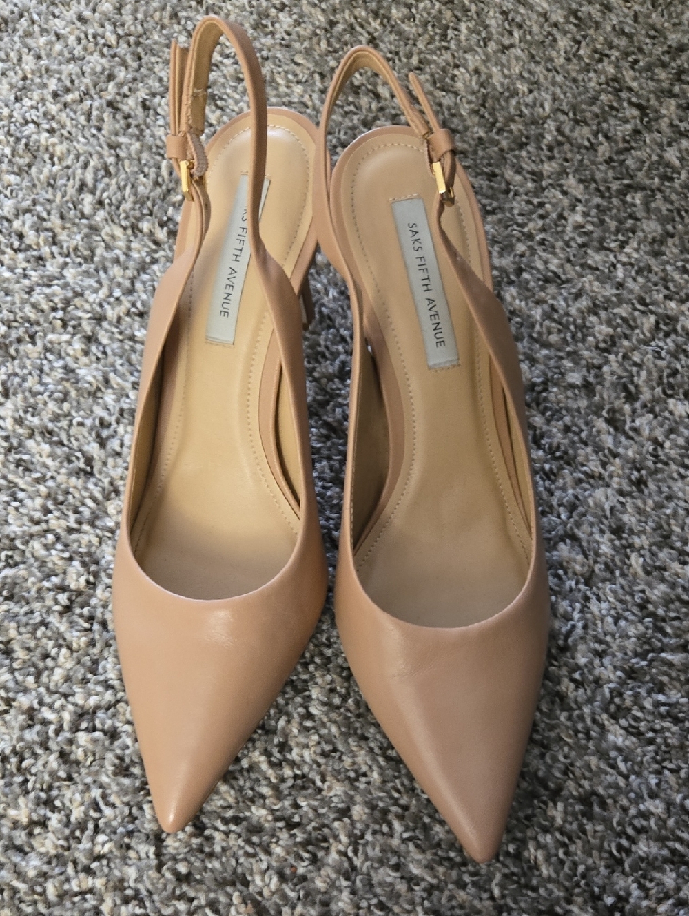 Saks Fifth Avenue Beige Pointed-Toe Slingback Pumps